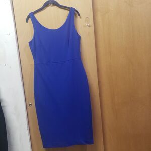 Betsey Johnson Scuba Crepe Sleeveless Midi Dress Royal Blue Sz 6 RRR
